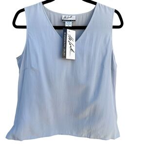 Randolph Duke The Look Blue All Silk V-Neck Tank Top Shell Size 8 NWT Minimalist
